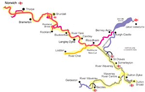 Map of Southern Broads rivers